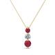 1 - Kesha (3.4mm) Round Ruby and Diamond Graduated Three Stone Drop Pendant 