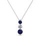 1 - Kesha (3.4mm) Round Blue Sapphire and Diamond Graduated Three Stone Drop Pendant 