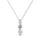 1 - Kesha (3.4mm) Round White Sapphire and Diamond Graduated Three Stone Drop Pendant 