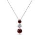 1 - Kesha (3.4mm) Round Red Garnet and Diamond Graduated Three Stone Drop Pendant 