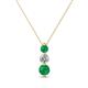 1 - Kesha (3.4mm) Round Emerald and Diamond Graduated Three Stone Drop Pendant 