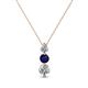 1 - Kesha (3.4mm) Round Blue Sapphire and Lab Grown Diamond Graduated Three Stone Drop Pendant 