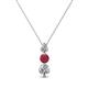 1 - Kesha (3.4mm) Round Ruby and Lab Grown Diamond Graduated Three Stone Drop Pendant 