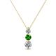 1 - Kesha (3.4mm) Round Green Garnet and Lab Grown Diamond Graduated Three Stone Drop Pendant 