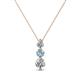 1 - Kesha (3.4mm) Round Aquamarine and Lab Grown Diamond Graduated Three Stone Drop Pendant 