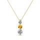 1 - Kesha (3.4mm) Round Citrine and Lab Grown Diamond Graduated Three Stone Drop Pendant 