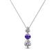 1 - Kesha (3.4mm) Round Iolite and Lab Grown Diamond Graduated Three Stone Drop Pendant 