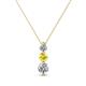 1 - Kesha (3.4mm) Round Yellow Sapphire and Lab Grown Diamond Graduated Three Stone Drop Pendant 