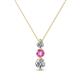 1 - Kesha (3.4mm) Round Pink Sapphire and Lab Grown Diamond Graduated Three Stone Drop Pendant 