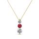 1 - Kesha (3.4mm) Round Ruby and Lab Grown Diamond Graduated Three Stone Drop Pendant 