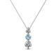 1 - Kesha (3.4mm) Round Aquamarine and Lab Grown Diamond Graduated Three Stone Drop Pendant 