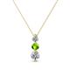 1 - Kesha (3.4mm) Round Peridot and Lab Grown Diamond Graduated Three Stone Drop Pendant 