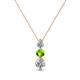 1 - Kesha (3.4mm) Round Peridot and Lab Grown Diamond Graduated Three Stone Drop Pendant 