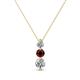 1 - Kesha (3.4mm) Round Red Garnet and Lab Grown Diamond Graduated Three Stone Drop Pendant 