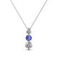 1 - Kesha (3.4mm) Round Tanzanite and Lab Grown Diamond Graduated Three Stone Drop Pendant 