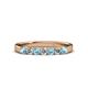 3 - Fiala 2.70 mm Aquamarine and Lab Grown Diamond 7 Stone Wedding Band 