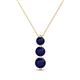 1 - Kesha (4mm) Round Blue Sapphire Graduated Three Stone Drop Pendant 