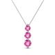 1 - Kesha (4mm) Round Pink Sapphire Graduated Three Stone Drop Pendant 