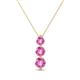 1 - Kesha (4mm) Round Pink Sapphire Graduated Three Stone Drop Pendant 