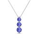 1 - Kesha (4mm) Round Tanzanite Graduated Three Stone Drop Pendant 
