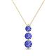 1 - Kesha (4mm) Round Tanzanite Graduated Three Stone Drop Pendant 