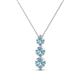 1 - Kesha (4mm) Round Aquamarine Graduated Three Stone Drop Pendant 