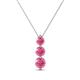 1 - Kesha (4mm) Round Pink Tourmaline Graduated Three Stone Drop Pendant 