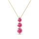 1 - Kesha (4mm) Round Pink Tourmaline Graduated Three Stone Drop Pendant 