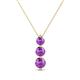 1 - Kesha (4mm) Round Amethyst Graduated Three Stone Drop Pendant 