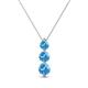 1 - Kesha (4mm) Round Blue Topaz Graduated Three Stone Drop Pendant 