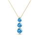 1 - Kesha (4mm) Round Blue Topaz Graduated Three Stone Drop Pendant 