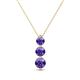 1 - Kesha (4mm) Round Iolite Graduated Three Stone Drop Pendant 
