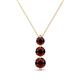 1 - Kesha (4mm) Round Red Garnet Graduated Three Stone Drop Pendant 