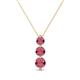 1 - Kesha (4mm) Round Rhodolite Garnet Graduated Three Stone Drop Pendant 