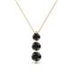 1 - Kesha (4mm) Round Black Diamond Graduated Three Stone Drop Pendant 