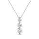 1 - Kesha (4mm) Round White Sapphire Graduated Three Stone Drop Pendant 