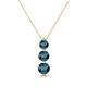 1 - Kesha (4mm) Round Blue Diamond Graduated Three Stone Drop Pendant 