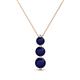 1 - Kesha (4mm) Round Blue Sapphire Graduated Three Stone Drop Pendant 