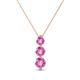 1 - Kesha (4mm) Round Pink Sapphire Graduated Three Stone Drop Pendant 