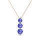 1 - Kesha (4mm) Round Tanzanite Graduated Three Stone Drop Pendant 