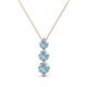1 - Kesha (4mm) Round Aquamarine Graduated Three Stone Drop Pendant 