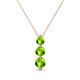 1 - Kesha (4mm) Round Peridot Graduated Three Stone Drop Pendant 