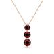 1 - Kesha (4mm) Round Red Garnet Graduated Three Stone Drop Pendant 