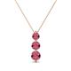 1 - Kesha (4mm) Round Rhodolite Garnet Graduated Three Stone Drop Pendant 