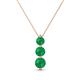 1 - Kesha (4mm) Round Emerald Graduated Three Stone Drop Pendant 