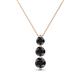 1 - Kesha (4mm) Round Black Diamond Graduated Three Stone Drop Pendant 