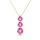 1 - Kesha (4.2mm) Round Pink Sapphire Graduated Three Stone Drop Pendant 