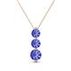 1 - Kesha (4.2mm) Round Tanzanite Graduated Three Stone Drop Pendant 