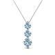 1 - Kesha (4.2mm) Round Aquamarine Graduated Three Stone Drop Pendant 
