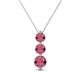 1 - Kesha (4.2mm) Round Rhodolite Garnet Graduated Three Stone Drop Pendant 